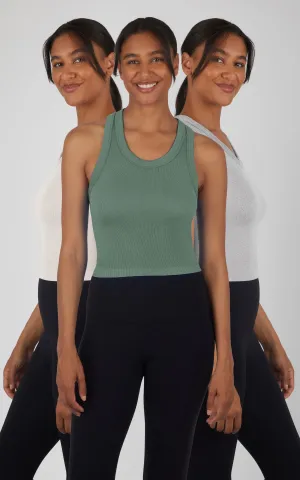 3 PK Ribbed Racerback Tank