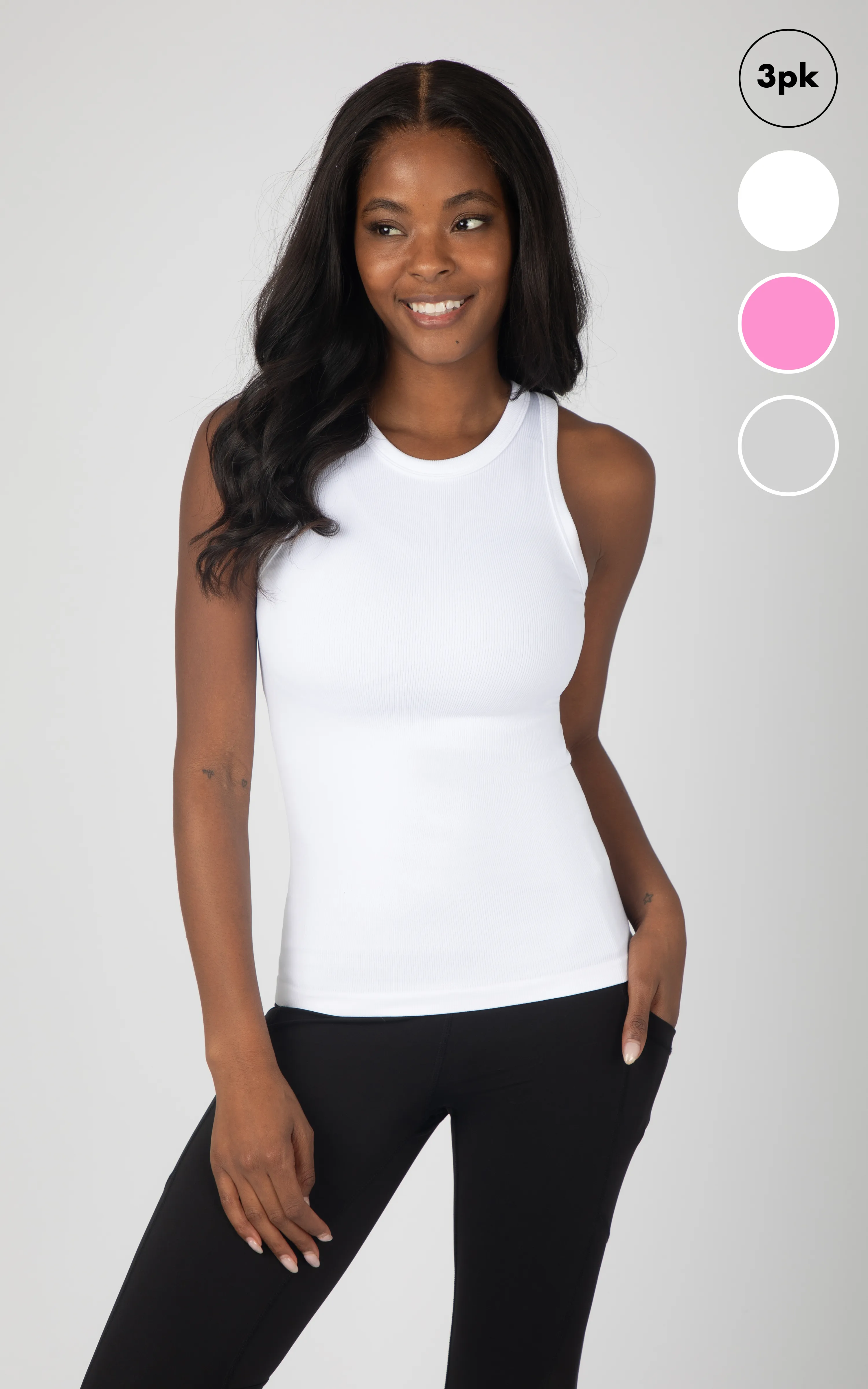 3 PK Ribbed Sleeveless Top