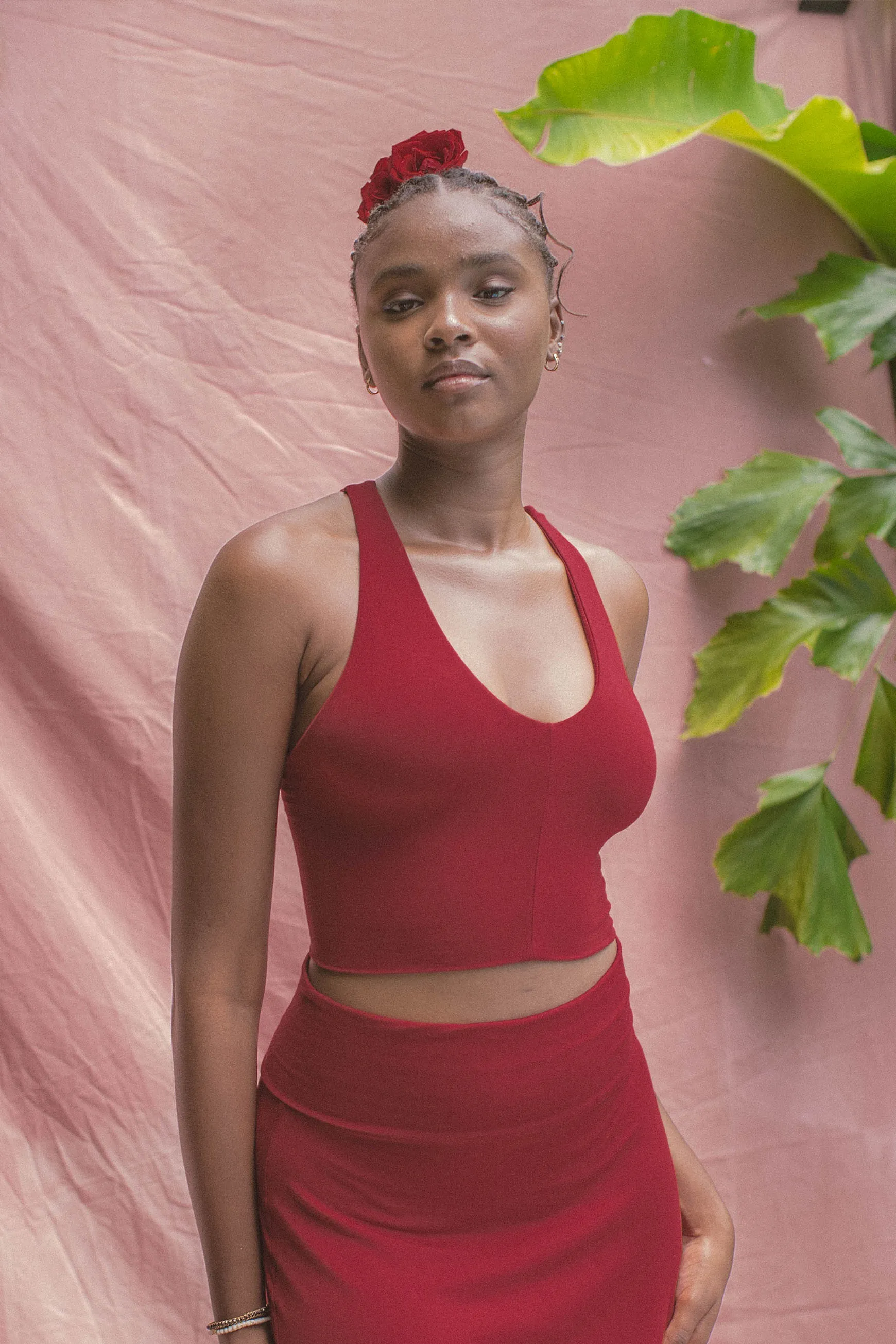 Agni Cross Top Dark Rose