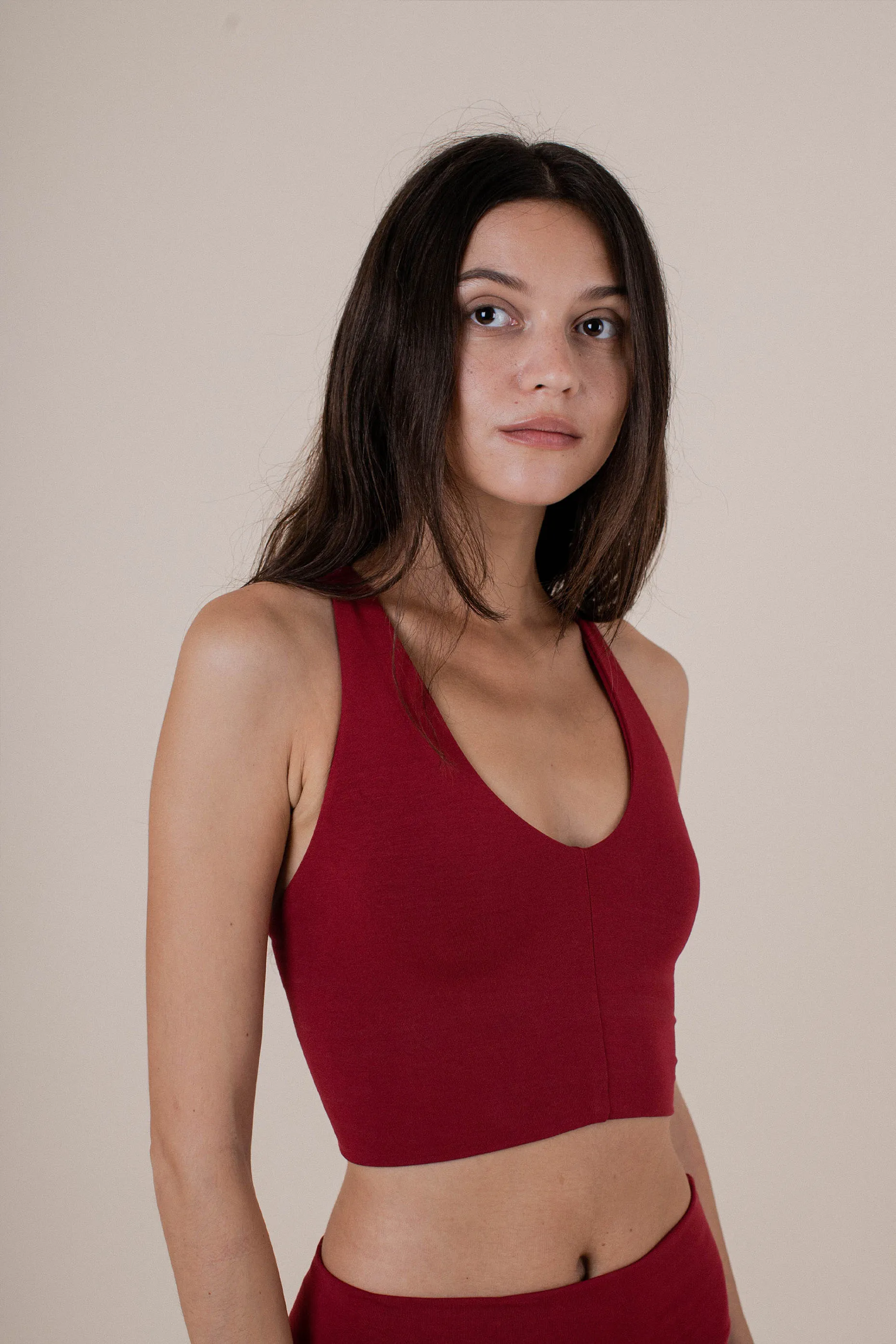 Agni Cross Top Dark Rose