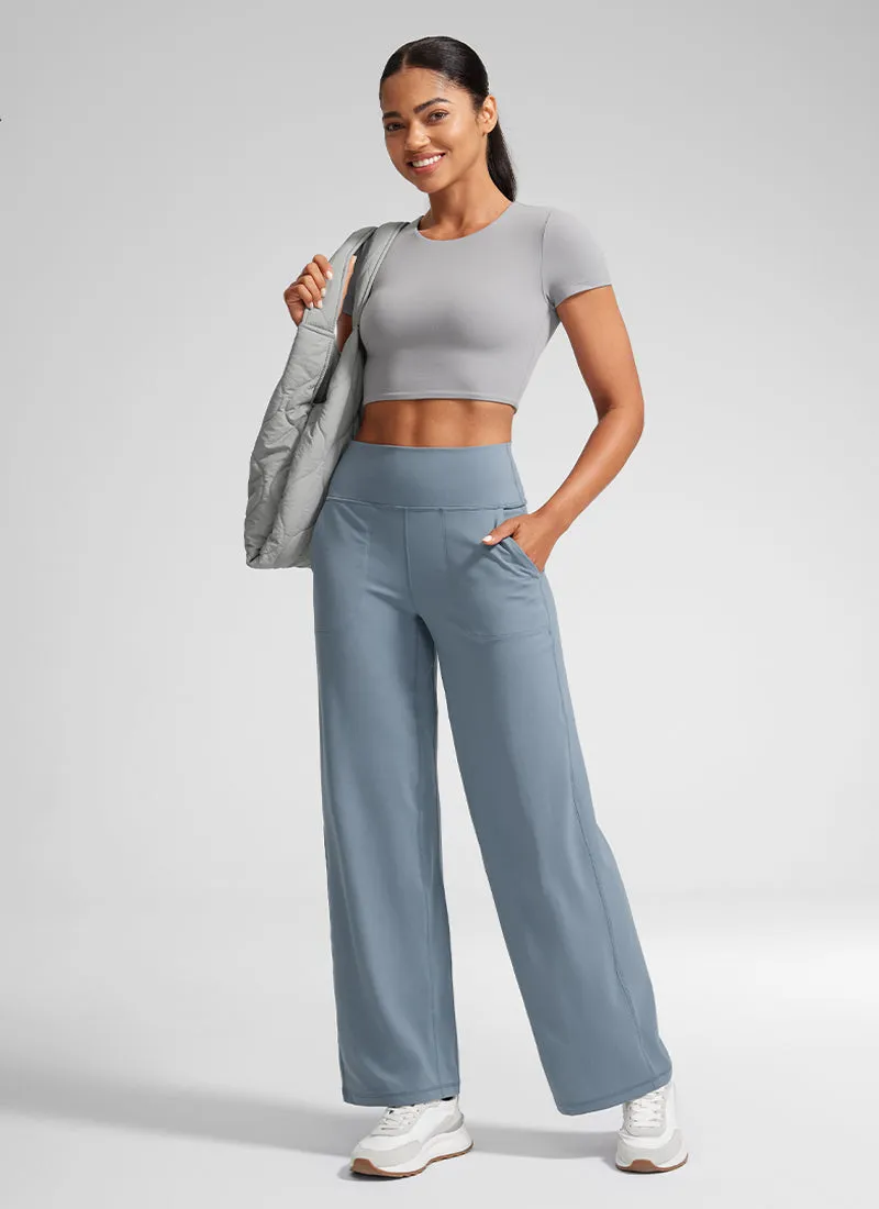 Butterlift High Waisted Wide Leg Pants with Pockets 31"
