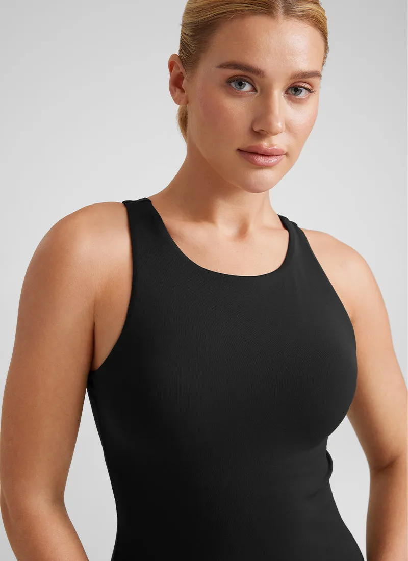 Butterluxe Hip Length Built-in Bra Tanks High Neck