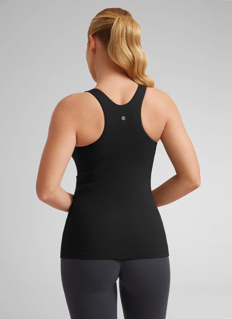 Butterluxe Hip Length Built-in Bra Tanks High Neck