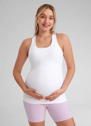 Butterluxe Racerback Maternity Built in Bra Tank Ruched Sides