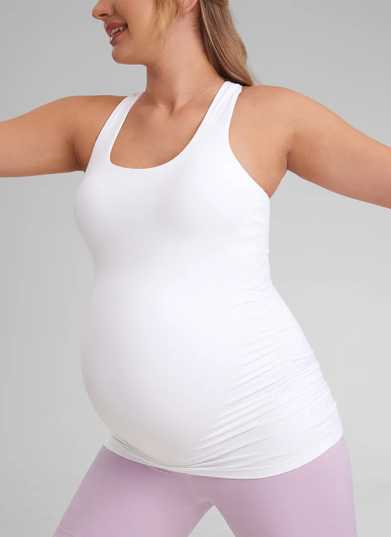 Butterluxe Racerback Maternity Built in Bra Tank Ruched Sides