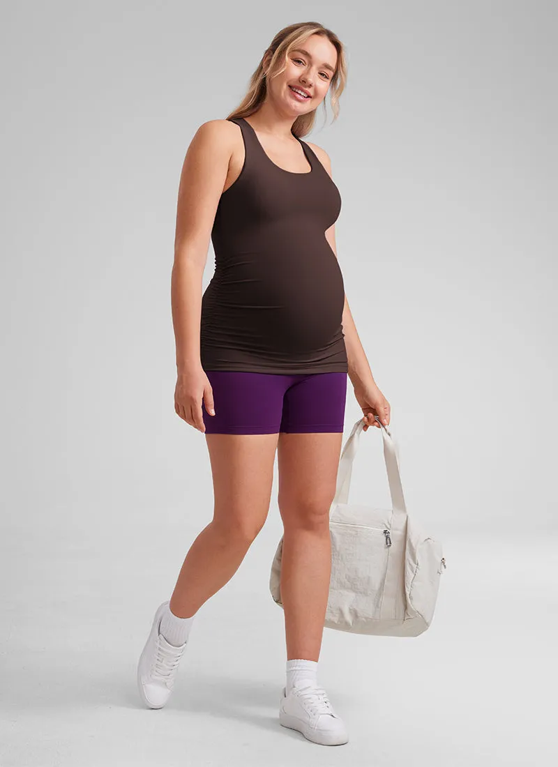 Butterluxe Racerback Maternity Built in Bra Tank Ruched Sides