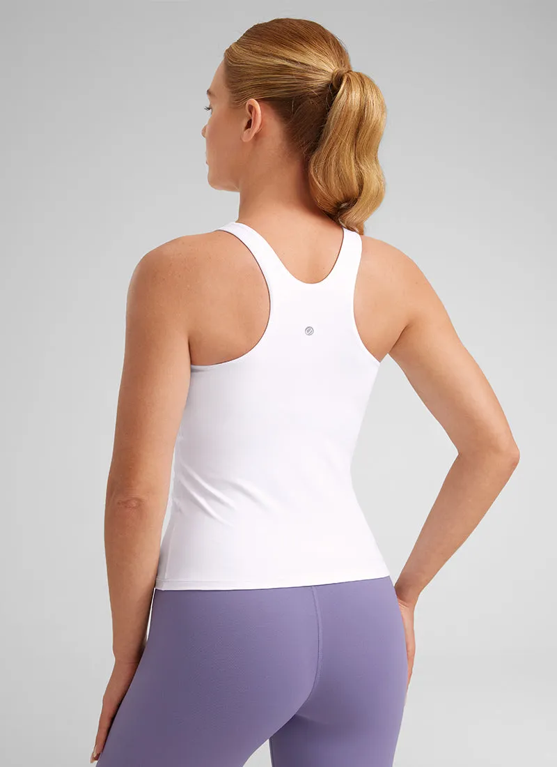 Butterluxe Waist Length Built-in Bra Tanks High Neck