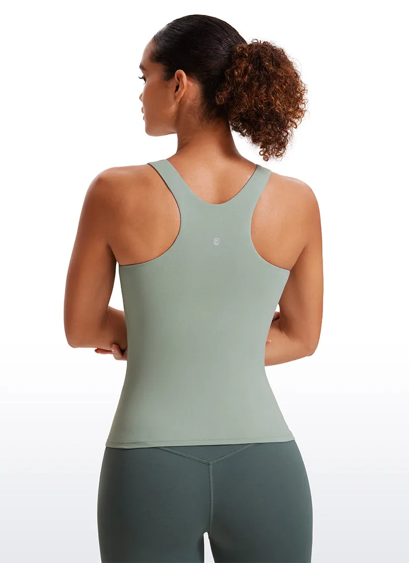 Butterluxe Waist Length Built-in Bra Tanks High Neck