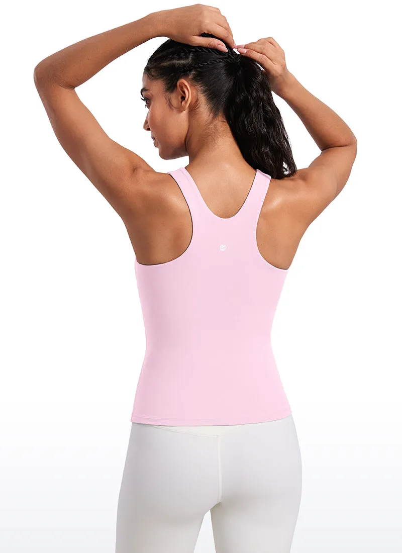 Butterluxe Waist Length Built-in Bra Tanks High Neck