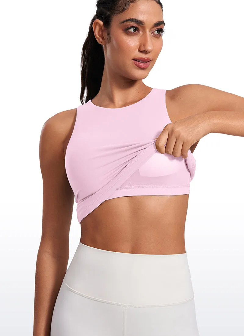 Butterluxe Waist Length Built-in Bra Tanks High Neck