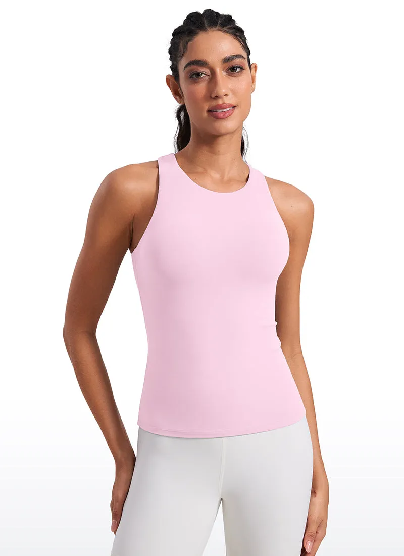 Butterluxe Waist Length Built-in Bra Tanks High Neck