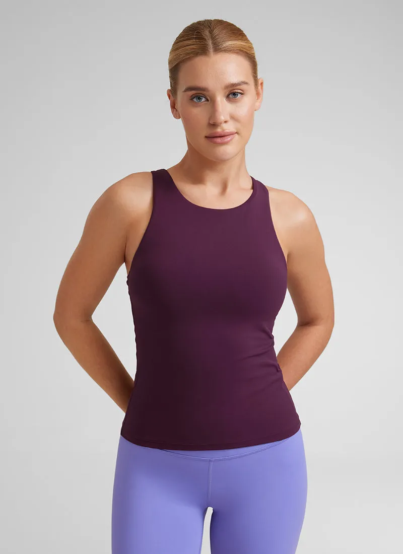 Butterluxe Waist Length Built-in Bra Tanks High Neck