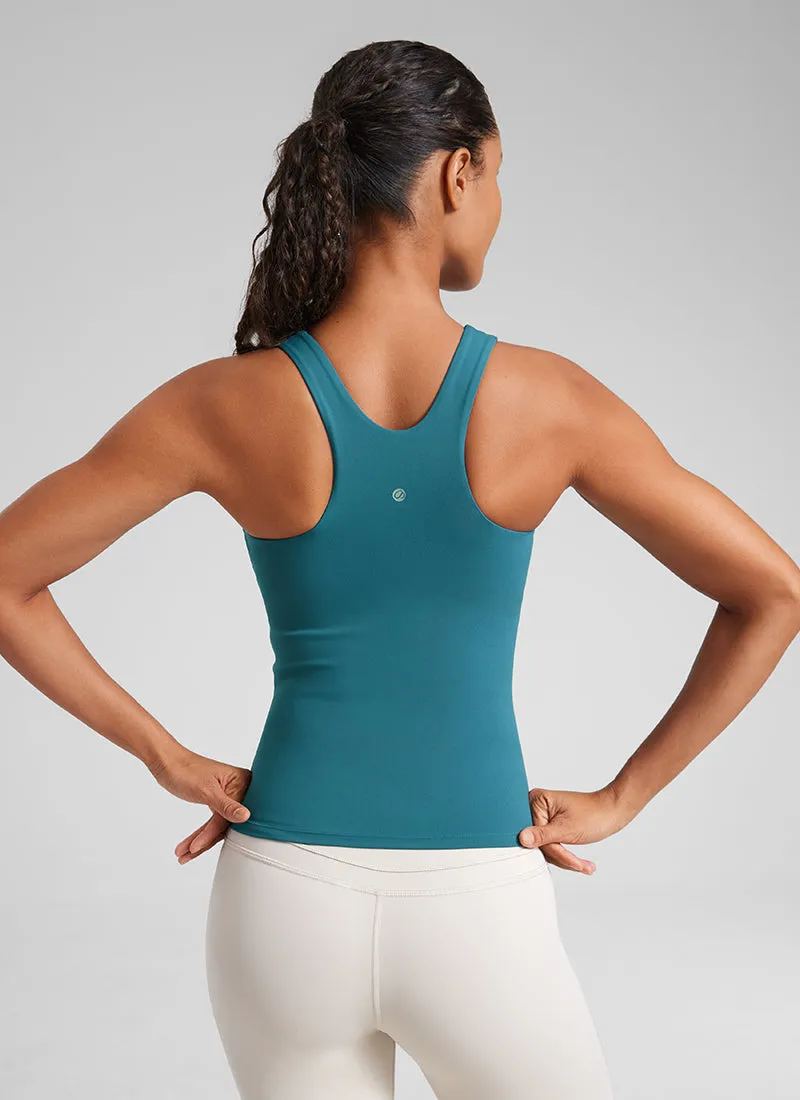 Butterluxe Waist Length Built-in Bra Tanks High Neck