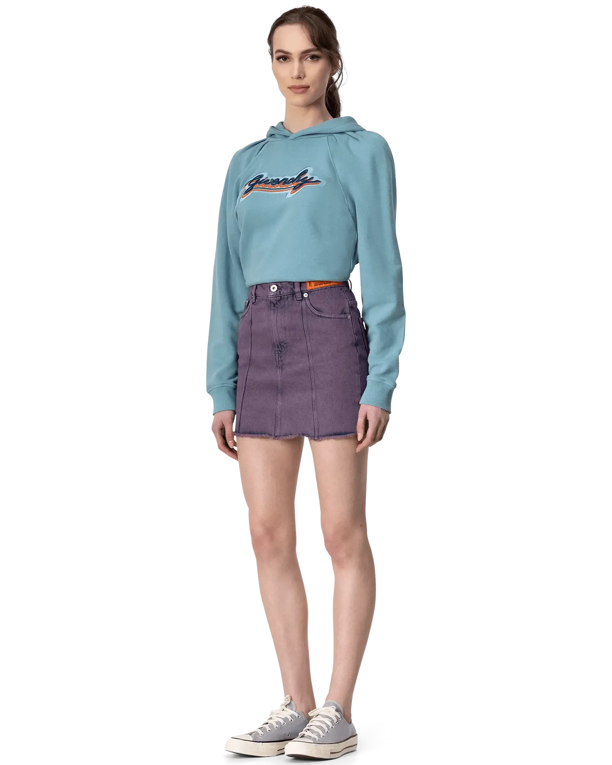 Embroidered Logo Crop Top Hoodie