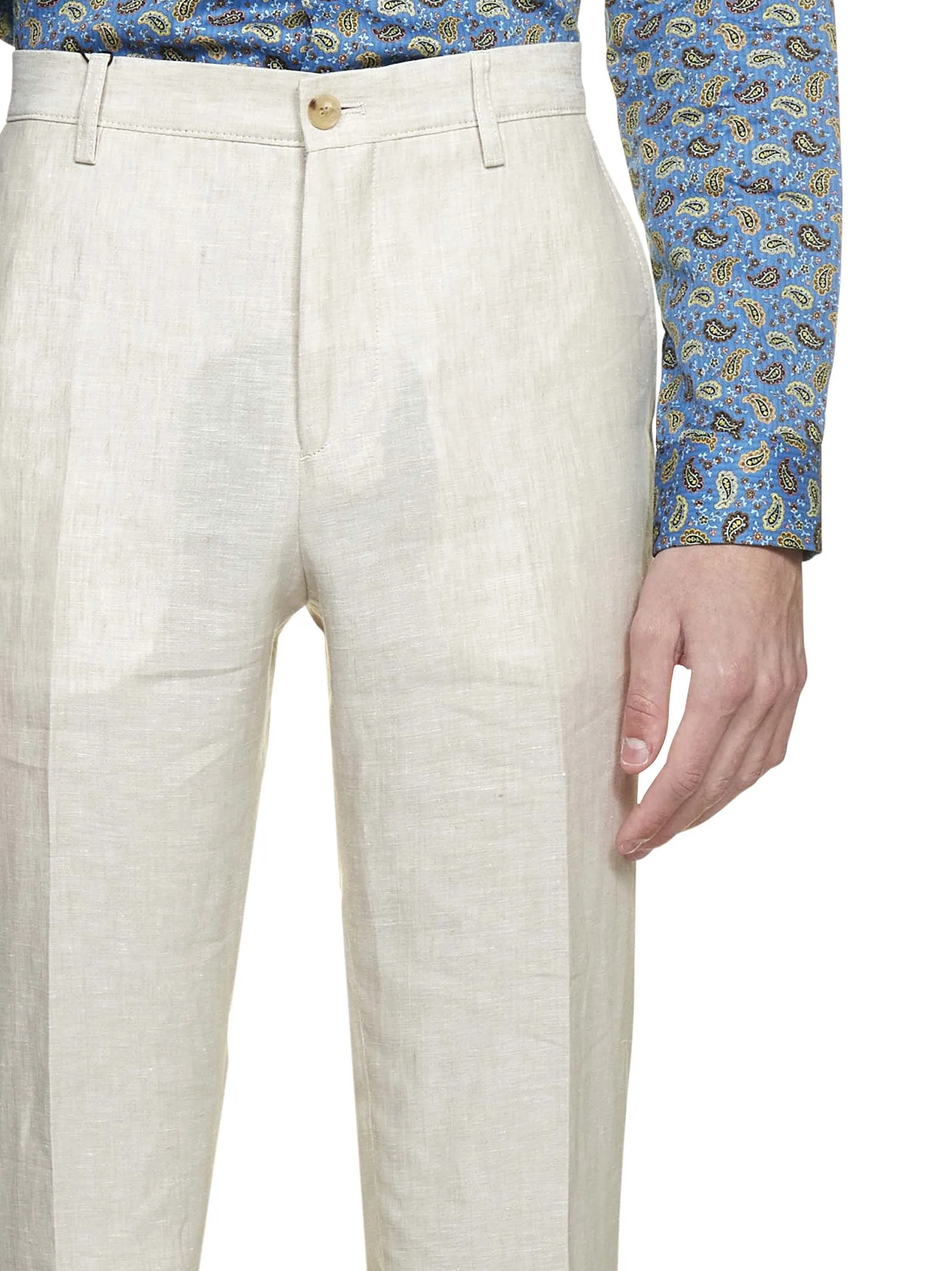 Etro High-Waist Straight-Leg Trousers