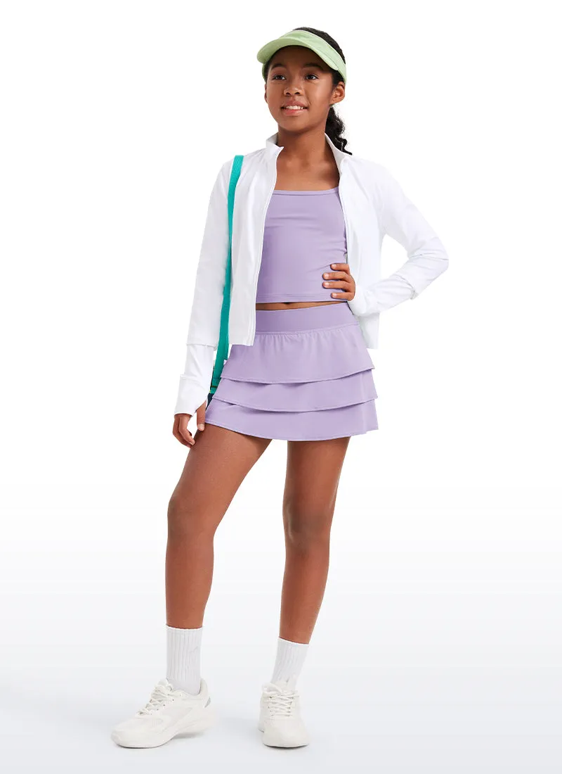 Feathery-Fit Soft Girls Athletic Ruffle Skirts with Shorts