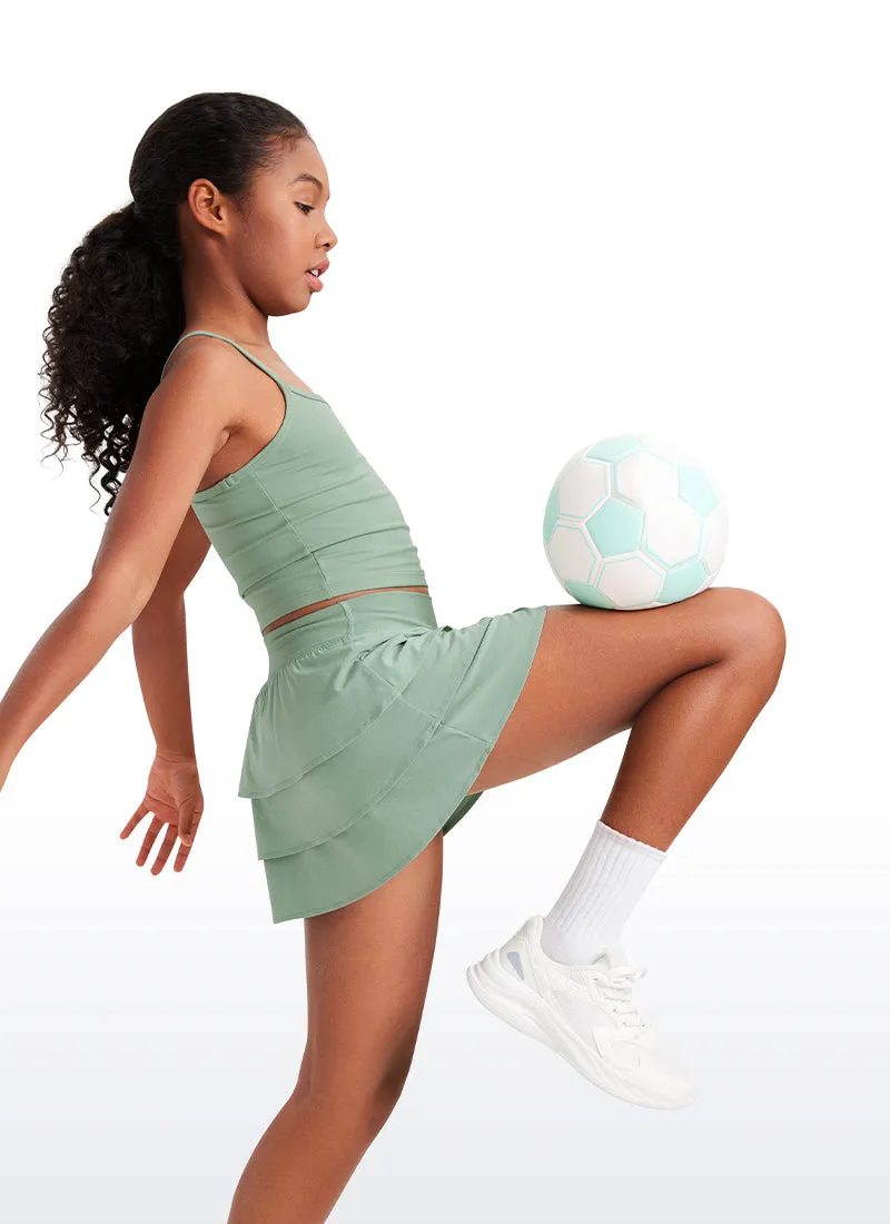 Feathery-Fit Soft Girls Athletic Ruffle Skirts with Shorts