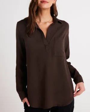 Long Sleeve Pullover Tunic - Chestnut Brown