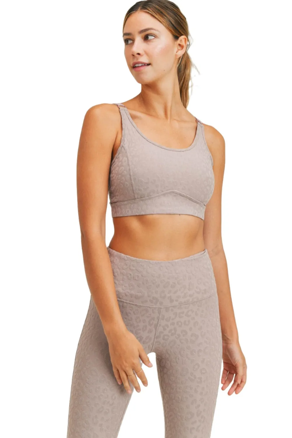 Mono B Leopard Jacquard TACTEL® Sports Bra AT8031