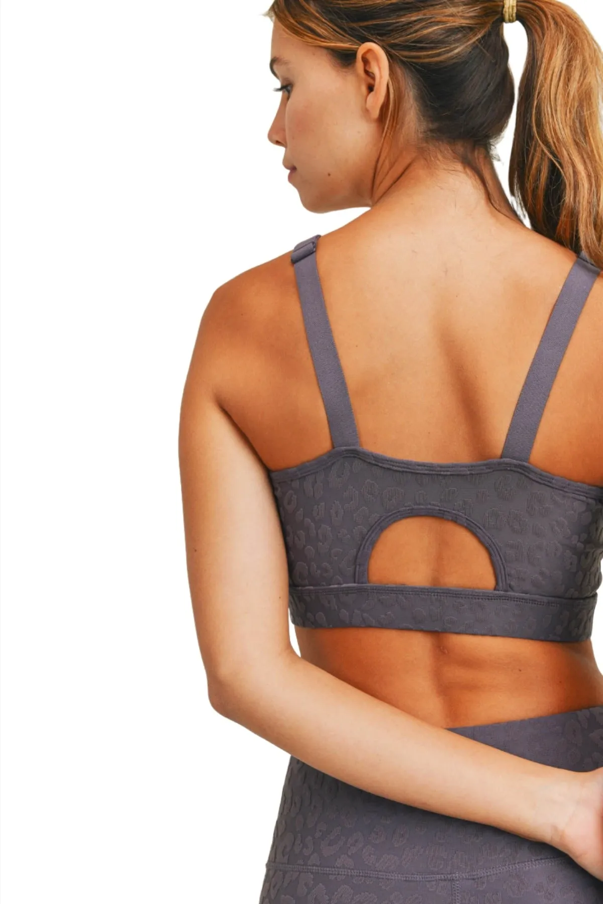 Mono B Leopard Jacquard TACTEL® Sports Bra AT8031