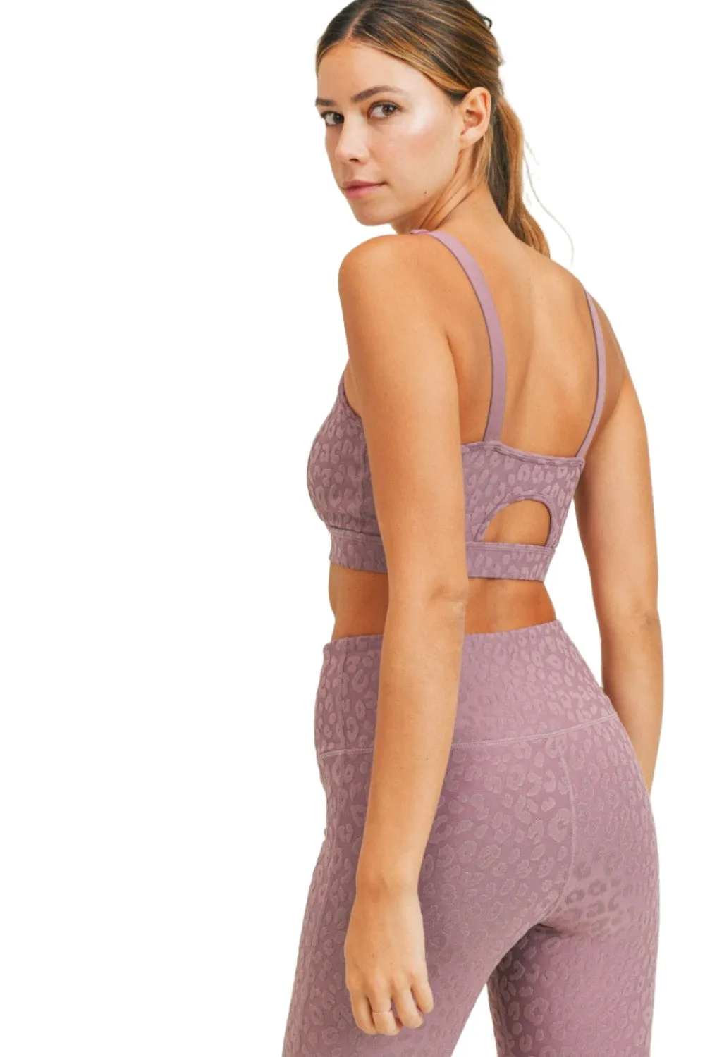Mono B Leopard Jacquard TACTEL® Sports Bra AT8031
