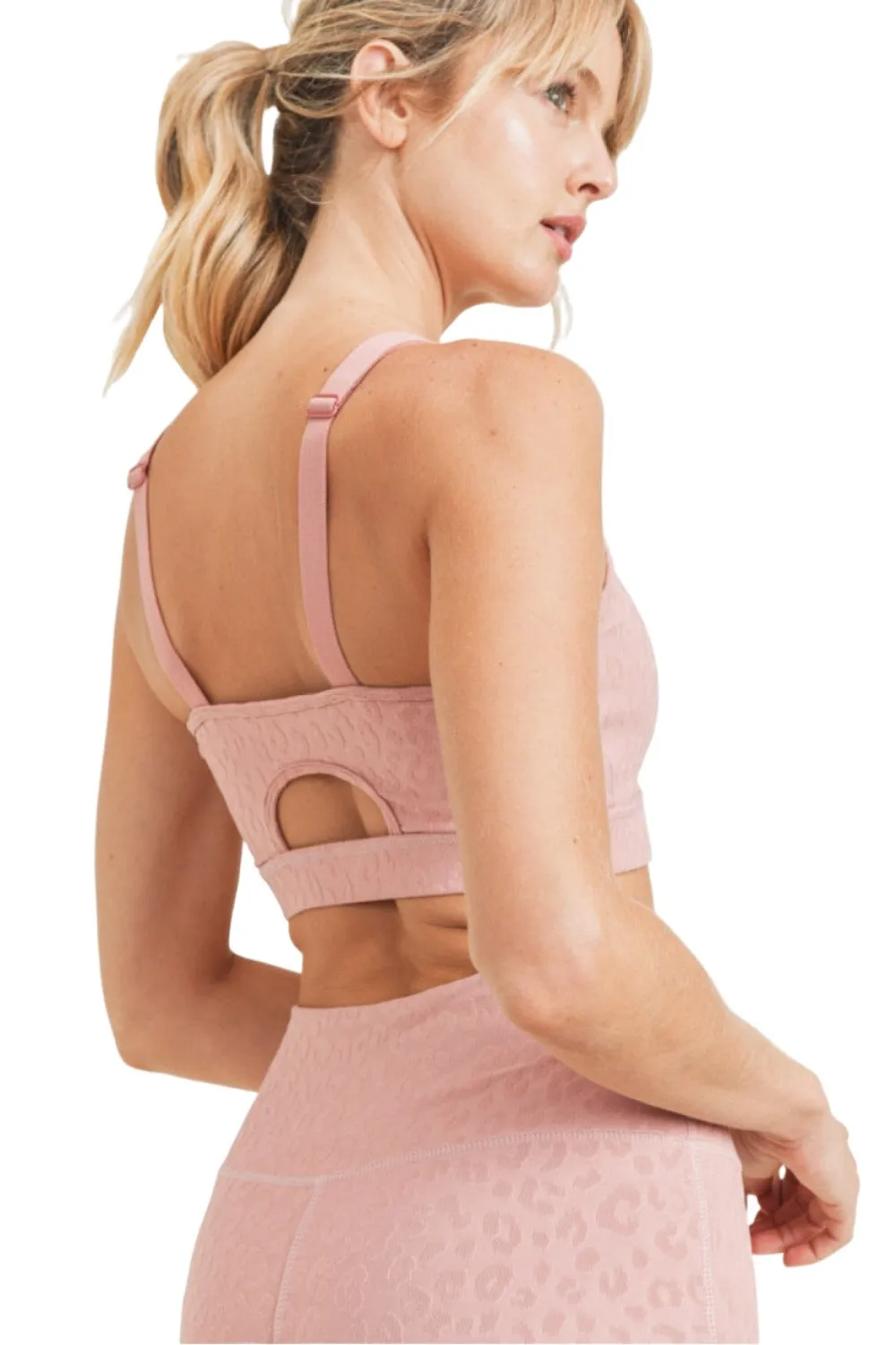Mono B Leopard Jacquard TACTEL® Sports Bra AT8031