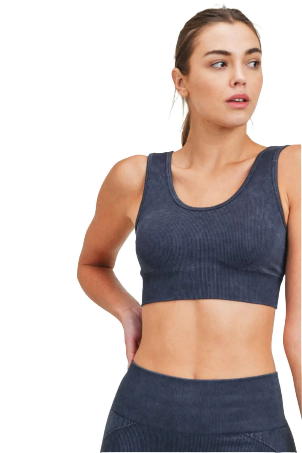 Mono B Rib Seamless Padded Sports Bra AT3034