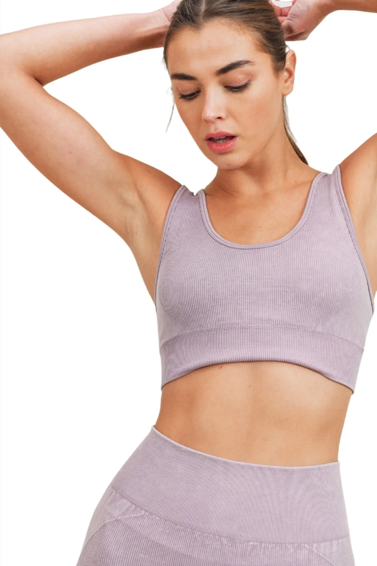 Mono B Rib Seamless Padded Sports Bra AT3034