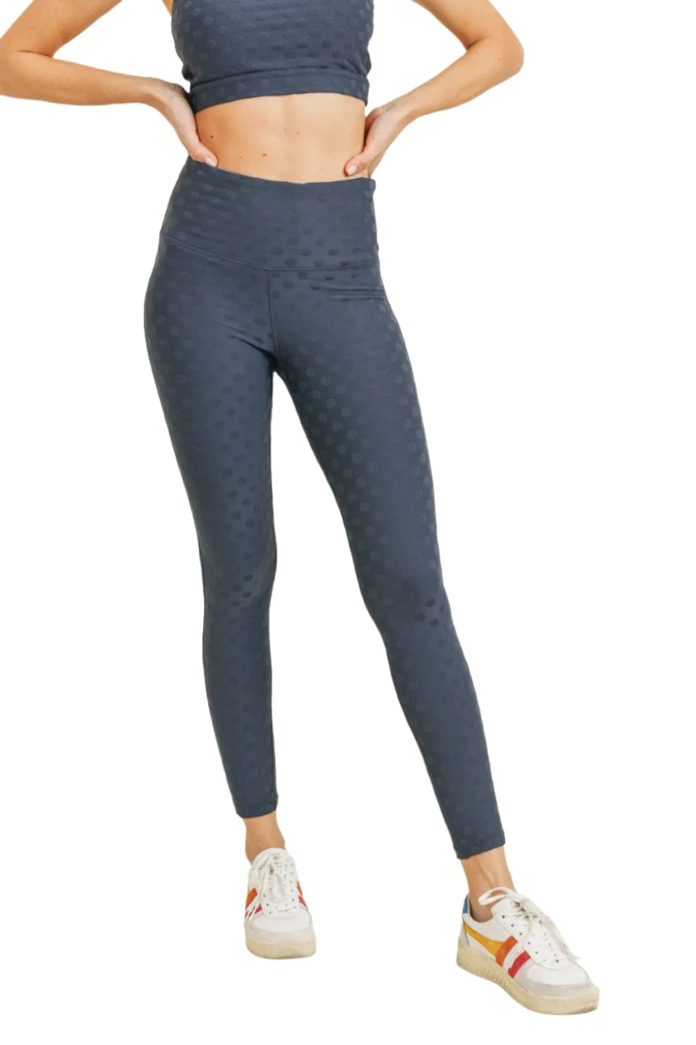 Mono B Textured Polka dot Jacquard TACTEL® High Waist Leggings APH8088