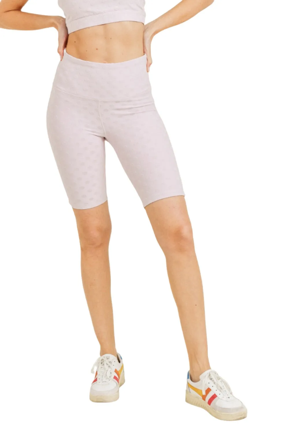 Mono B Textured Polkadot Jacquard High Waist Bermuda Shorts APH8086