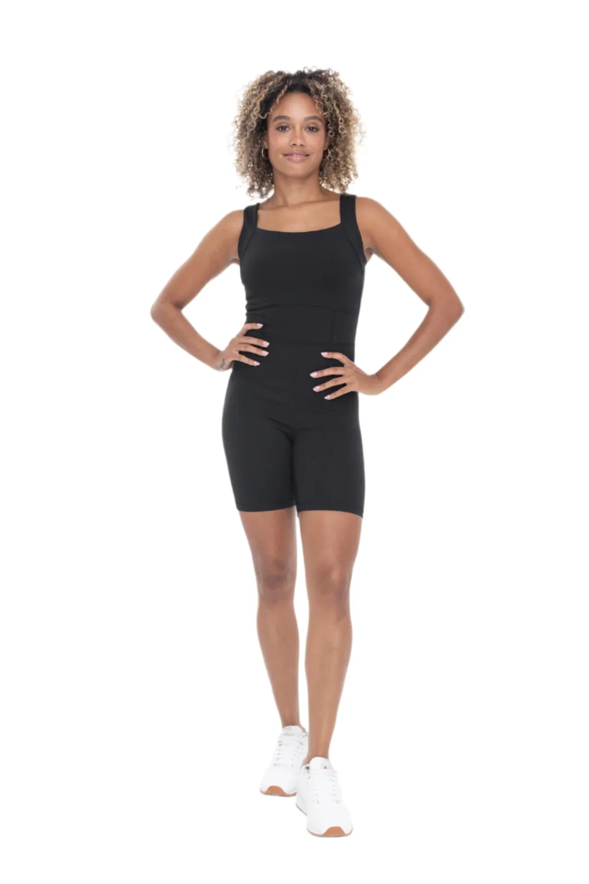 Mono B Venice Paneled Waist Short Unitard AP6423