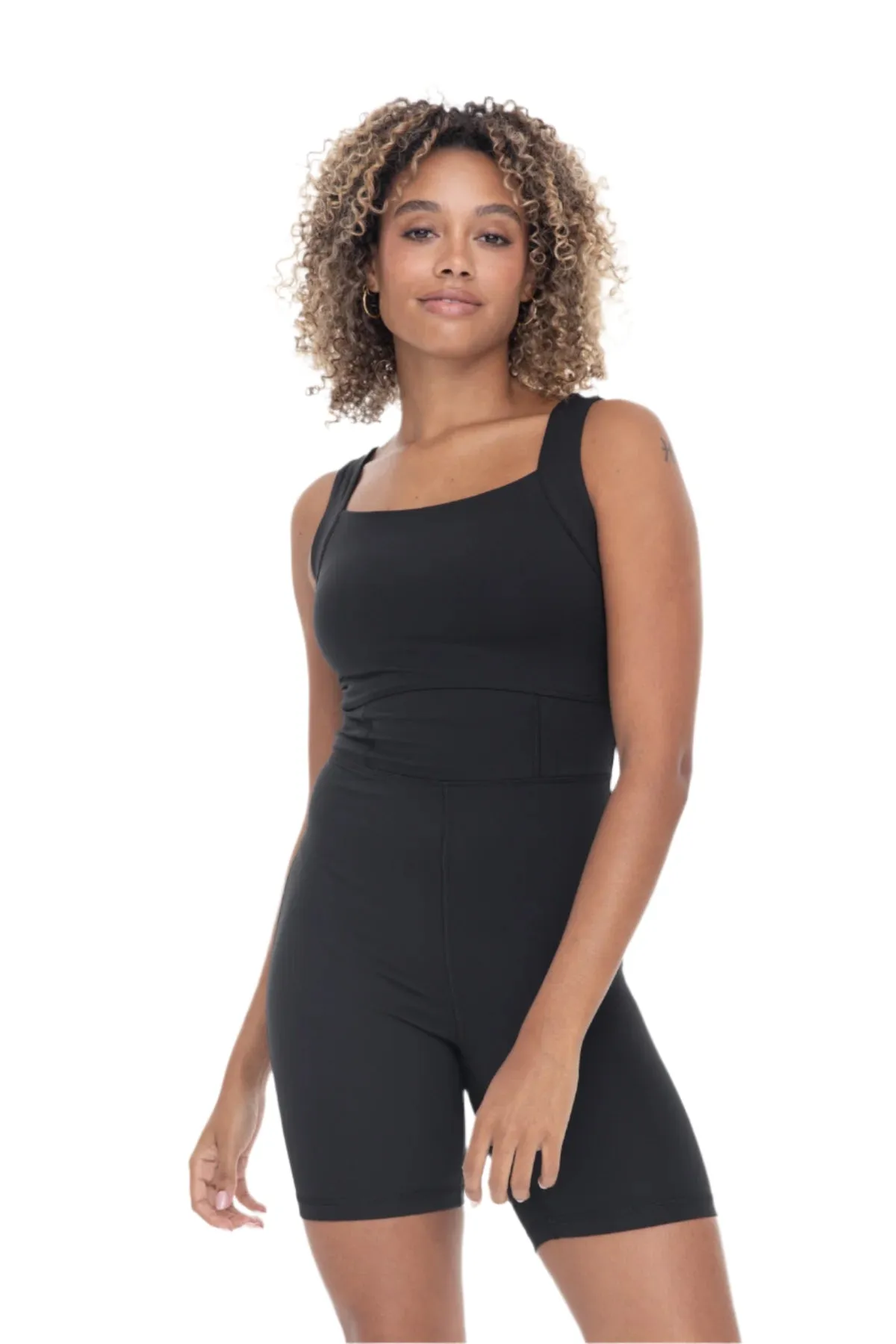 Mono B Venice Paneled Waist Short Unitard AP6423