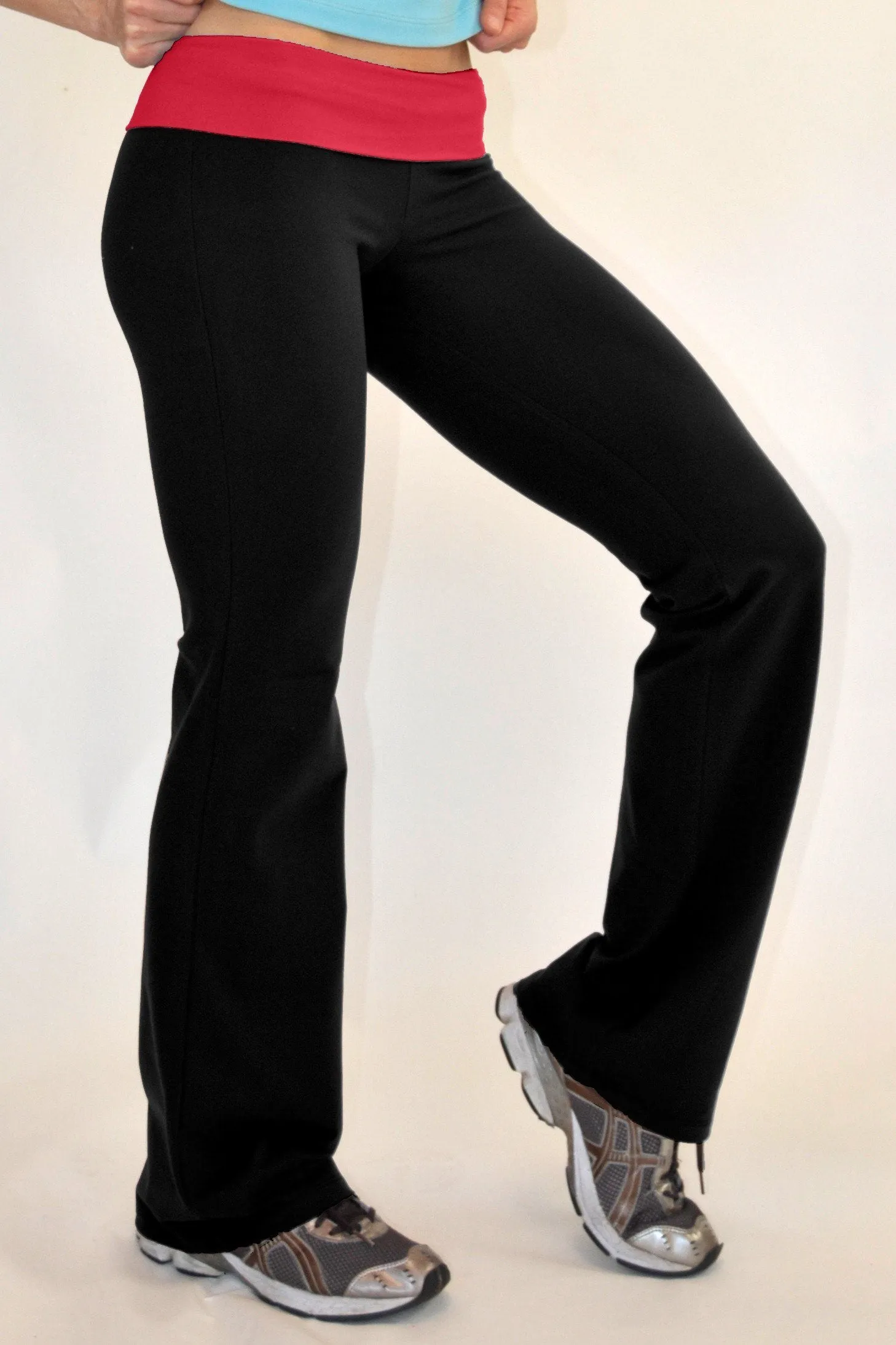 One Step Ahead Brushed Supplex Roll Down Contrast Waist Bootcut Pant 20121 RC
