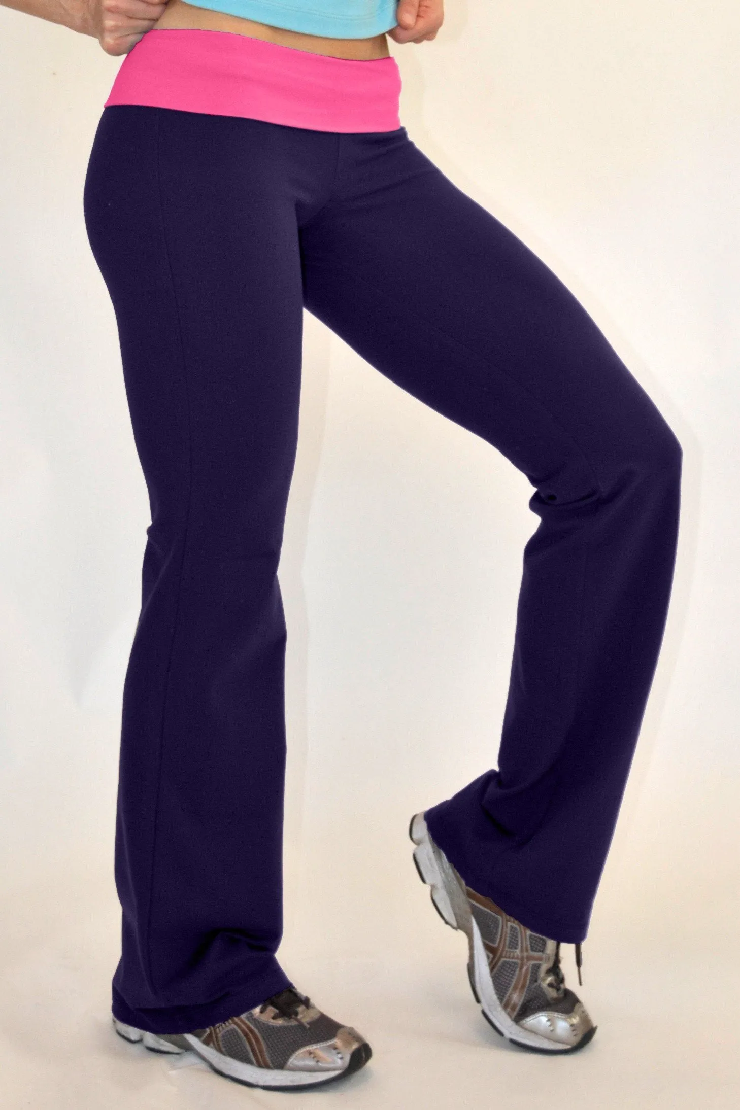 One Step Ahead Brushed Supplex Roll Down Contrast Waist Bootcut Pant 20121 RC