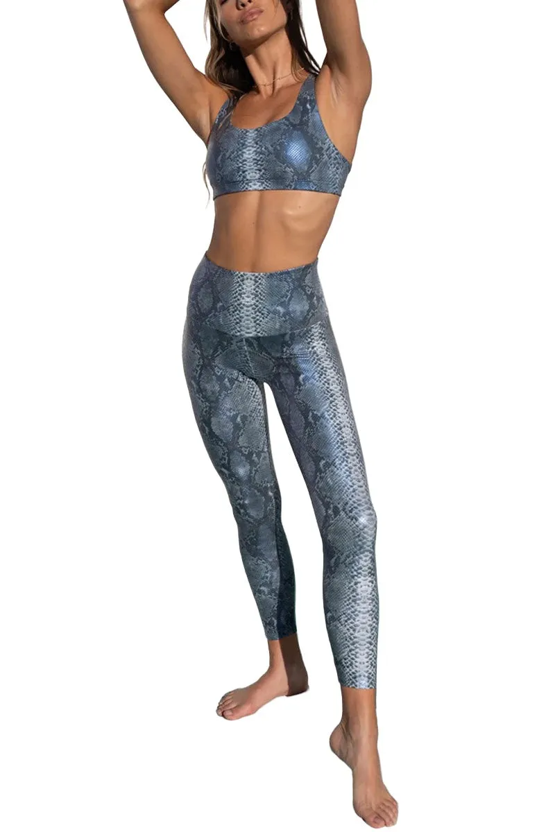 Onzie Hot Yoga High Rise Foil Midi 2252 Blue Mamba