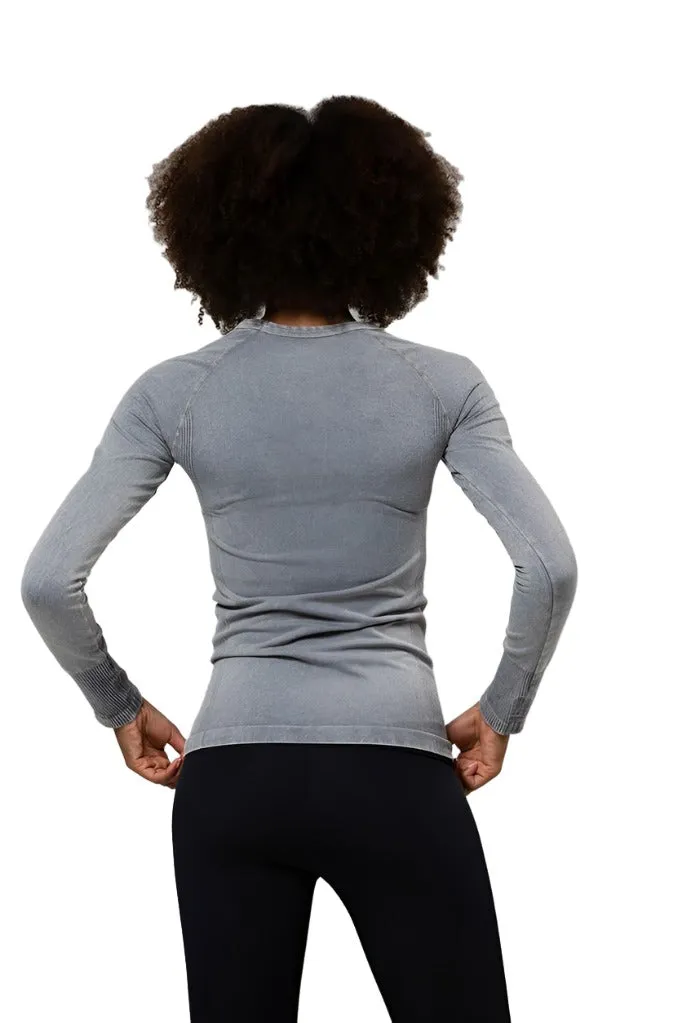 Onzie Hot Yoga Seamless Stone Wash Long Sleeve Top 3074