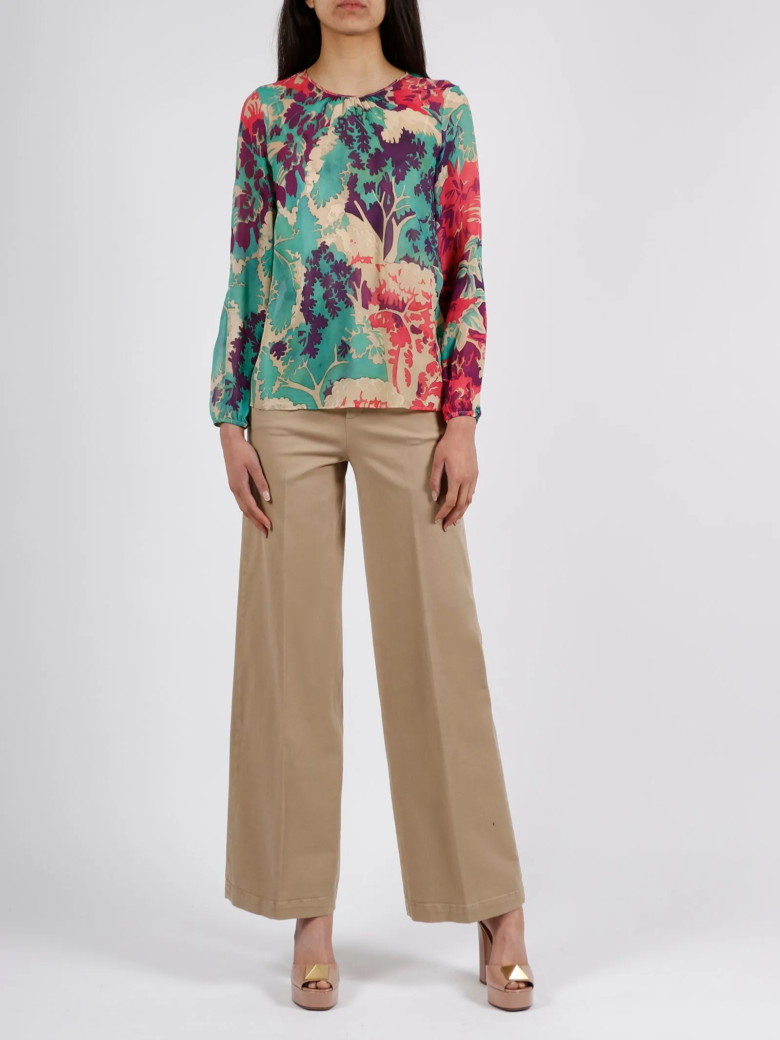 REDValentino High Waist Wide-Leg Gabardine Pants