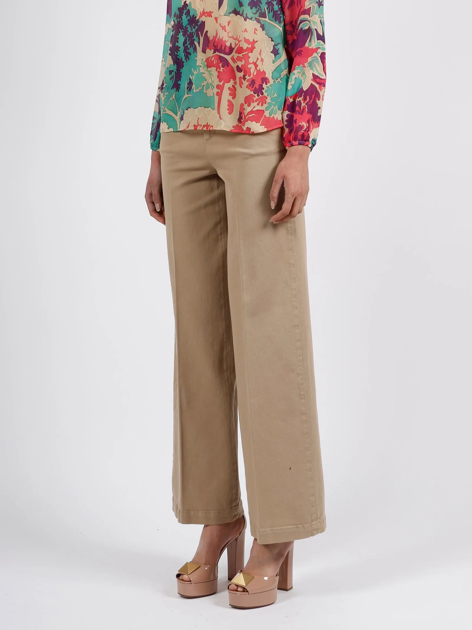 REDValentino High Waist Wide-Leg Gabardine Pants