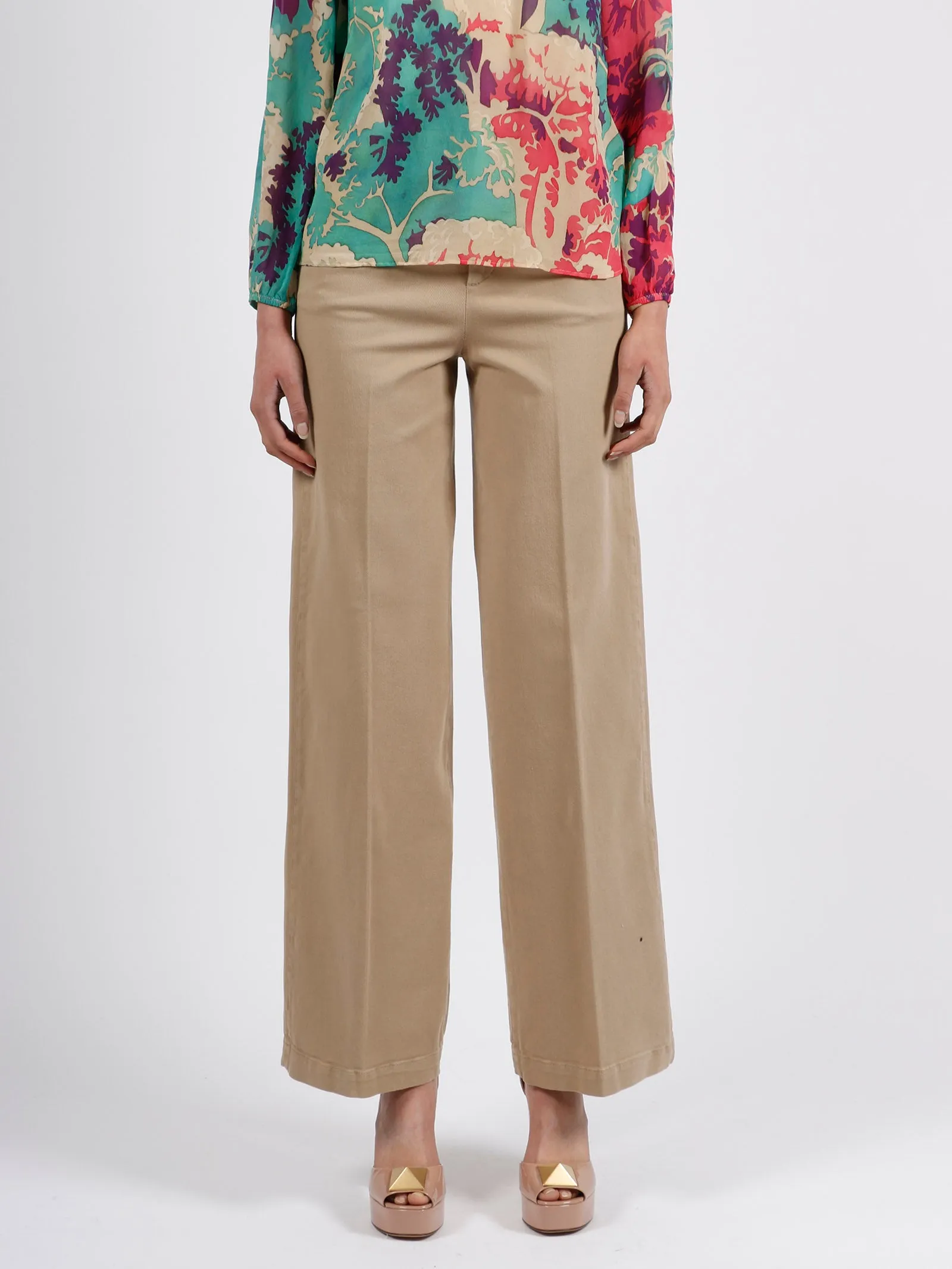 REDValentino High Waist Wide-Leg Gabardine Pants
