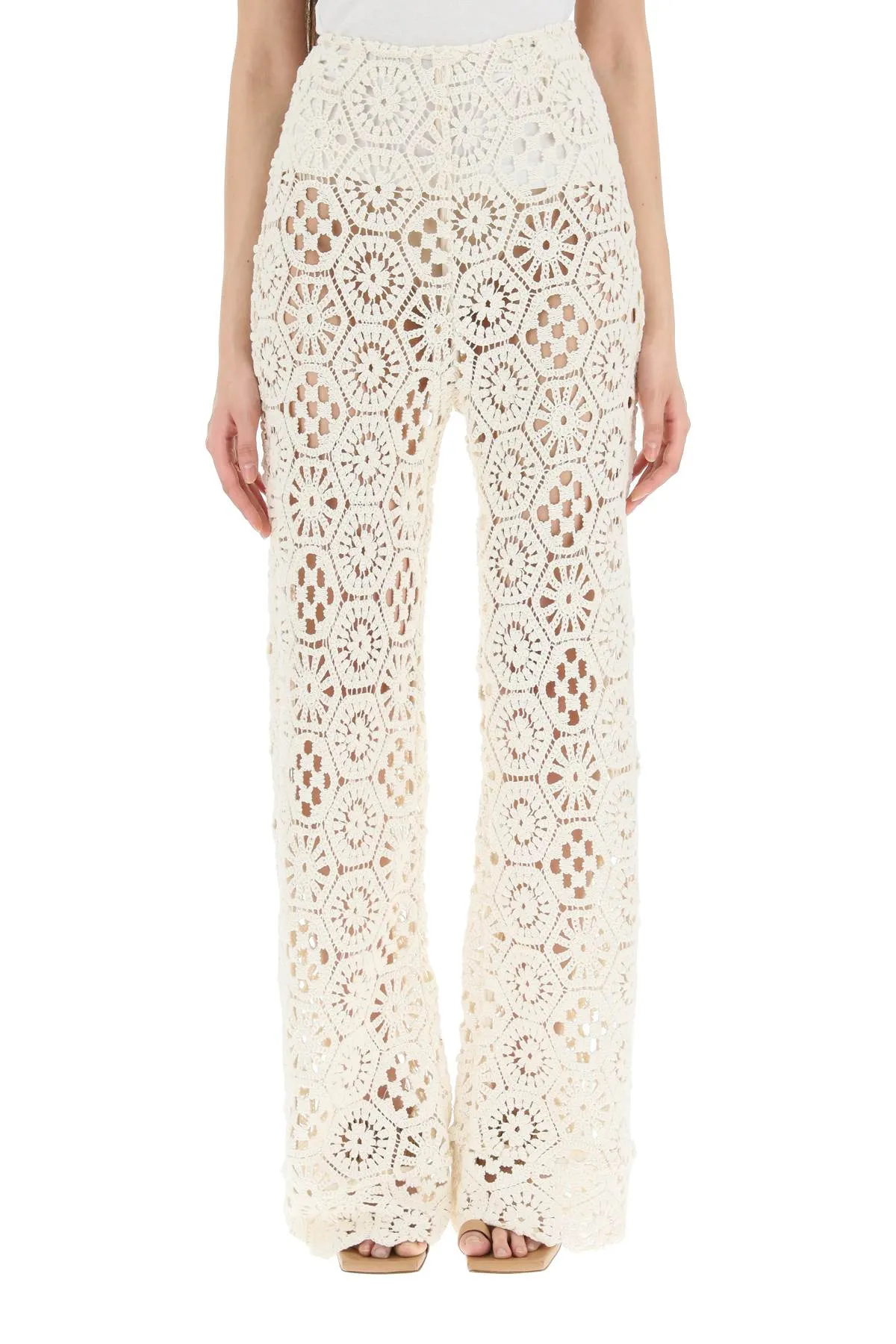 ROTATE Crochet High-Rise Wide Leg Pants