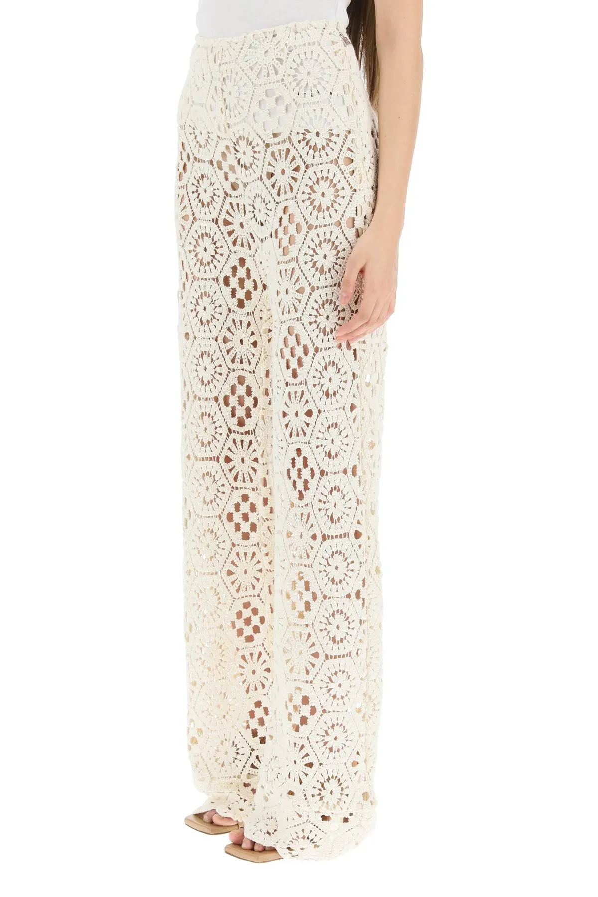 ROTATE Crochet High-Rise Wide Leg Pants