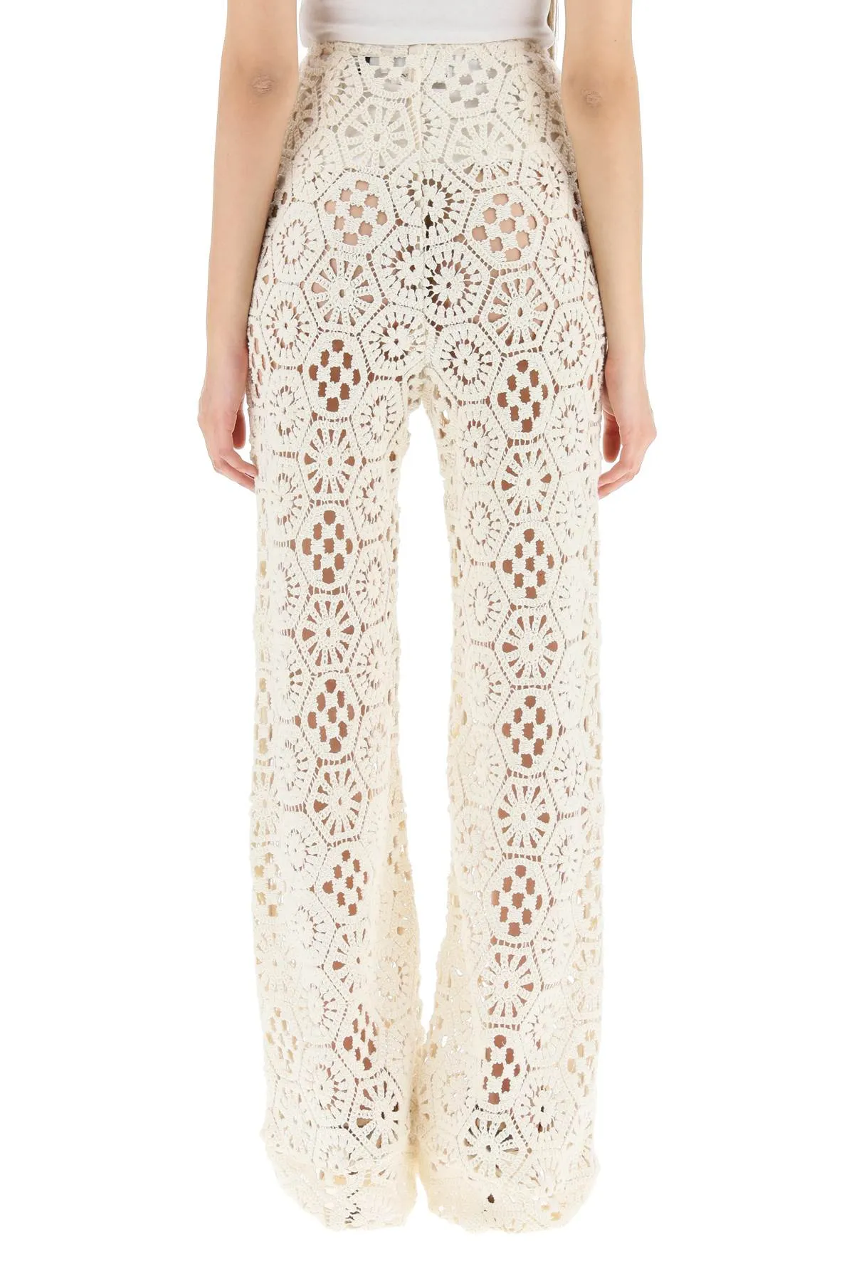 ROTATE Crochet High-Rise Wide Leg Pants