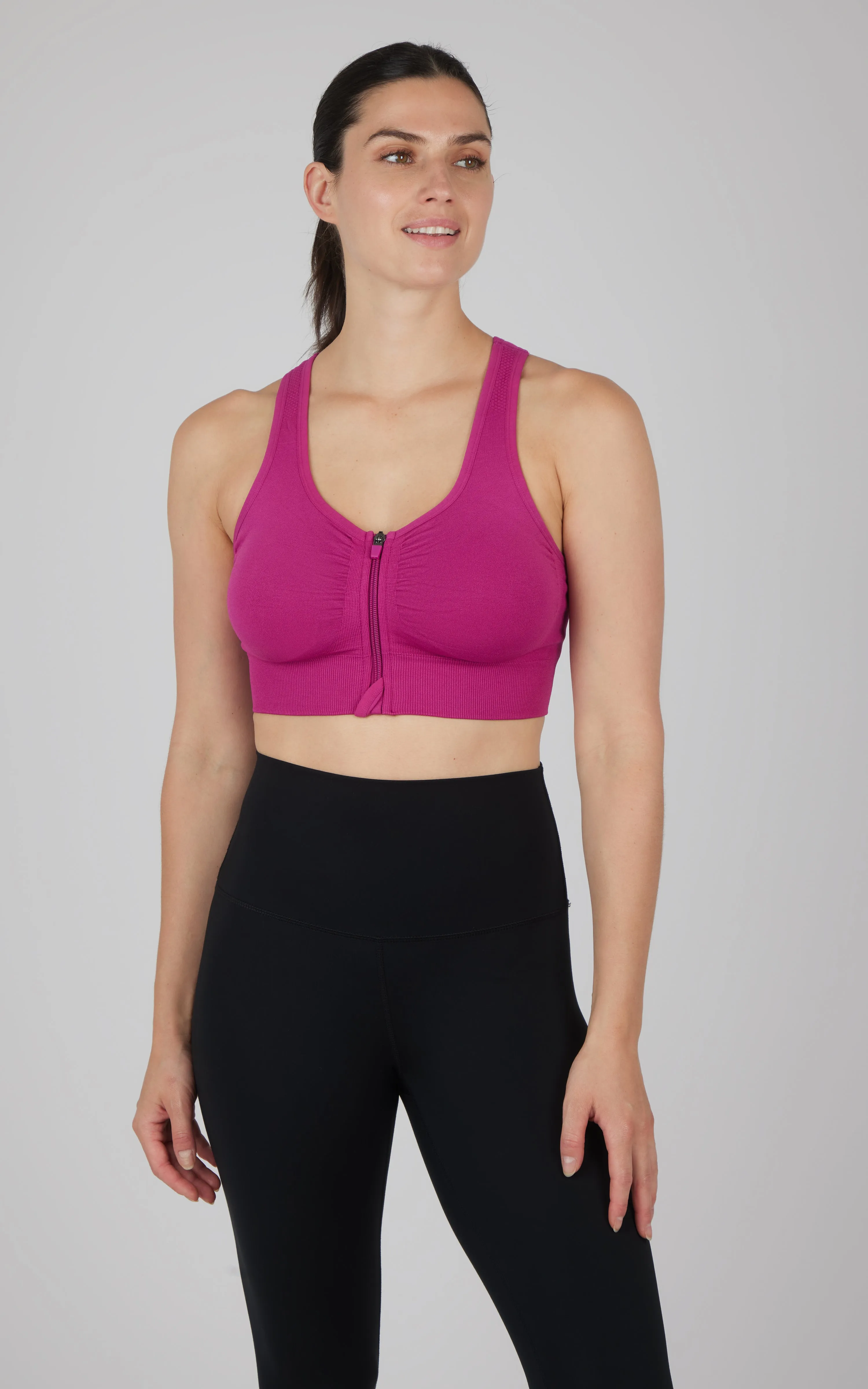 Seamless Front Zip Bra Top