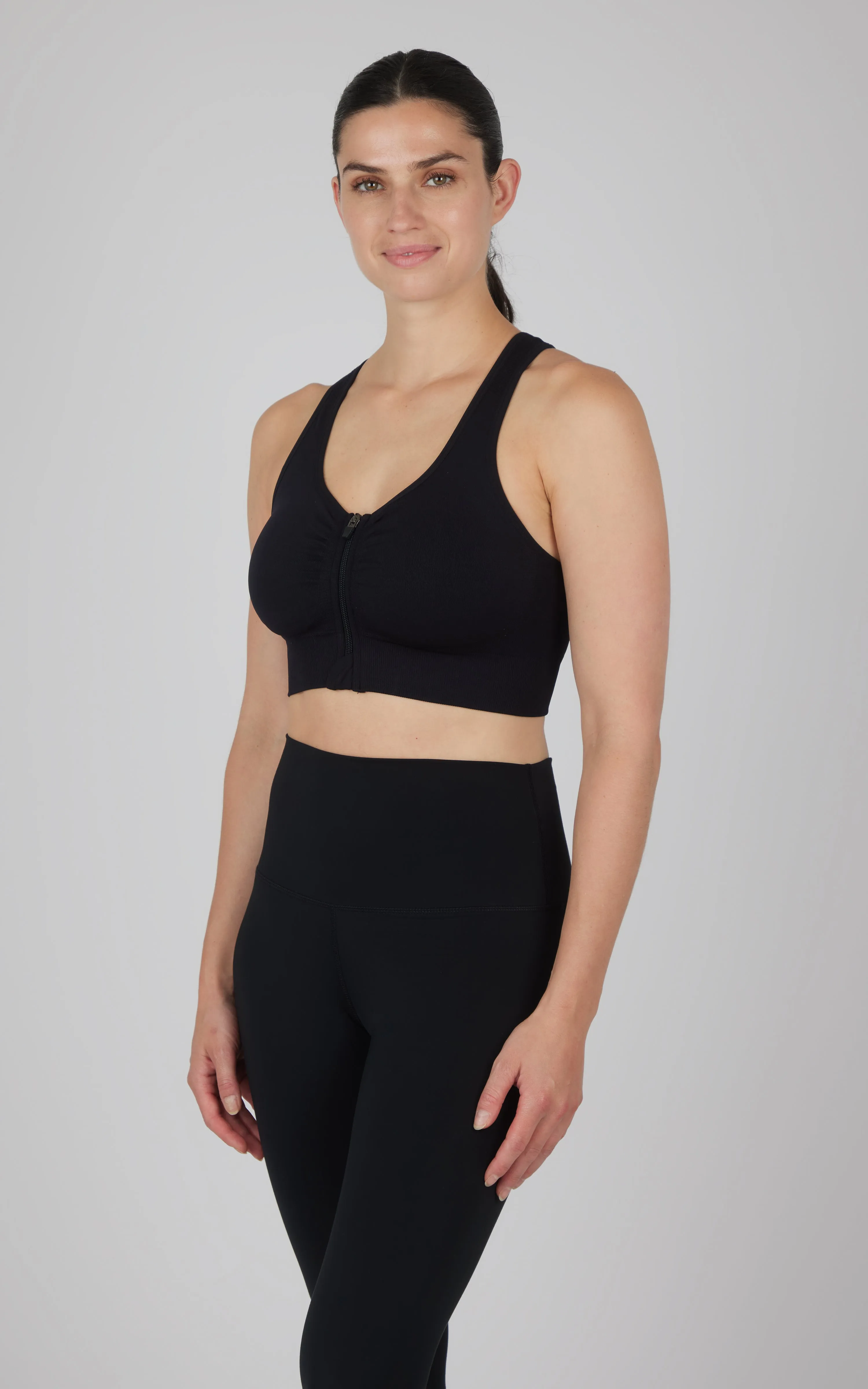 Seamless Front Zip Bra Top