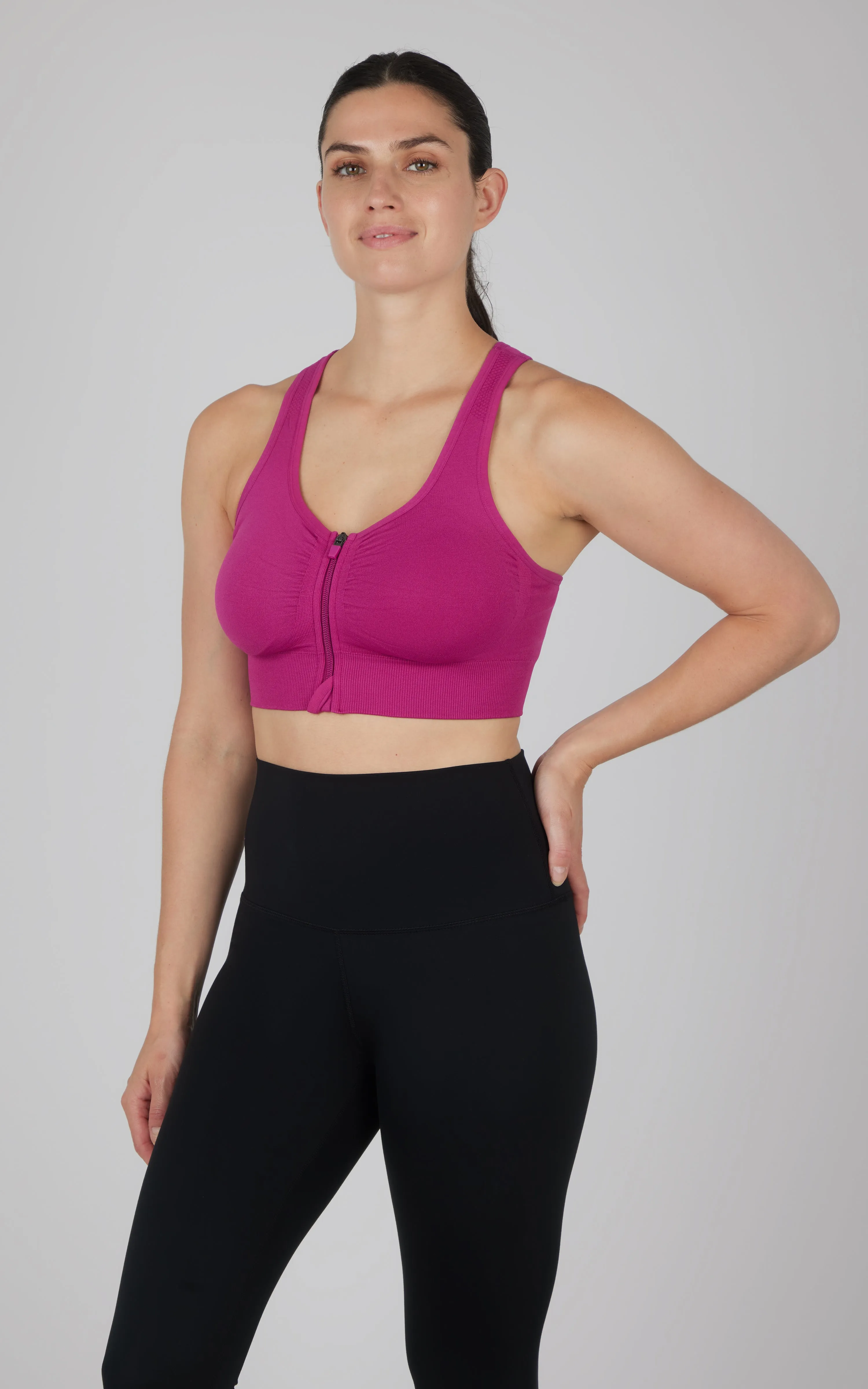 Seamless Front Zip Bra Top