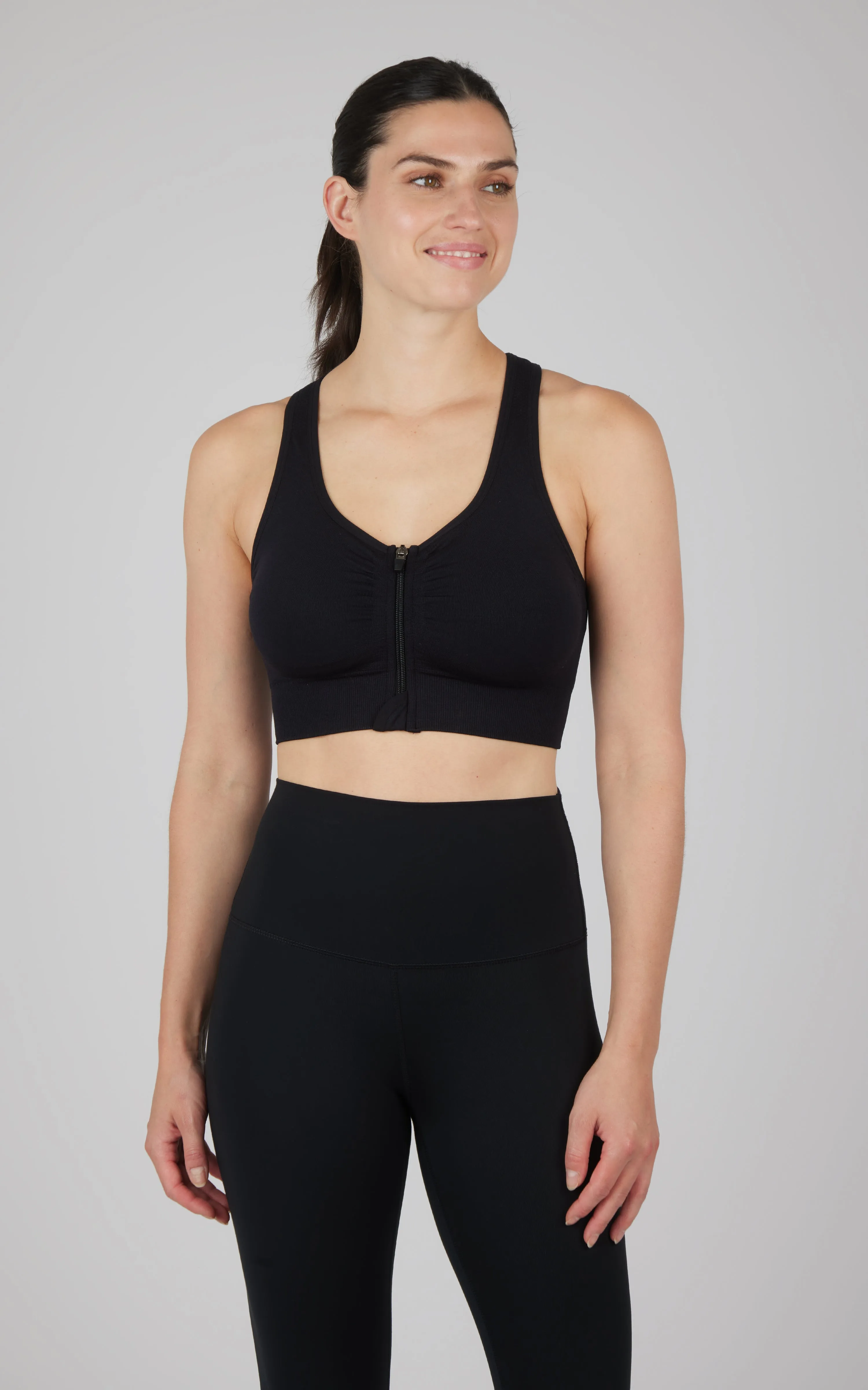 Seamless Front Zip Bra Top