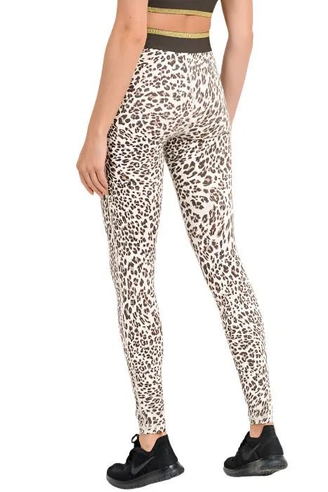 Snow Jaguar Gold Stripe Band Leggings APH2495