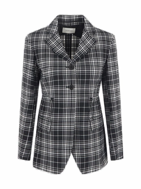 Sportmax Check Pattern Drawstring Blazer