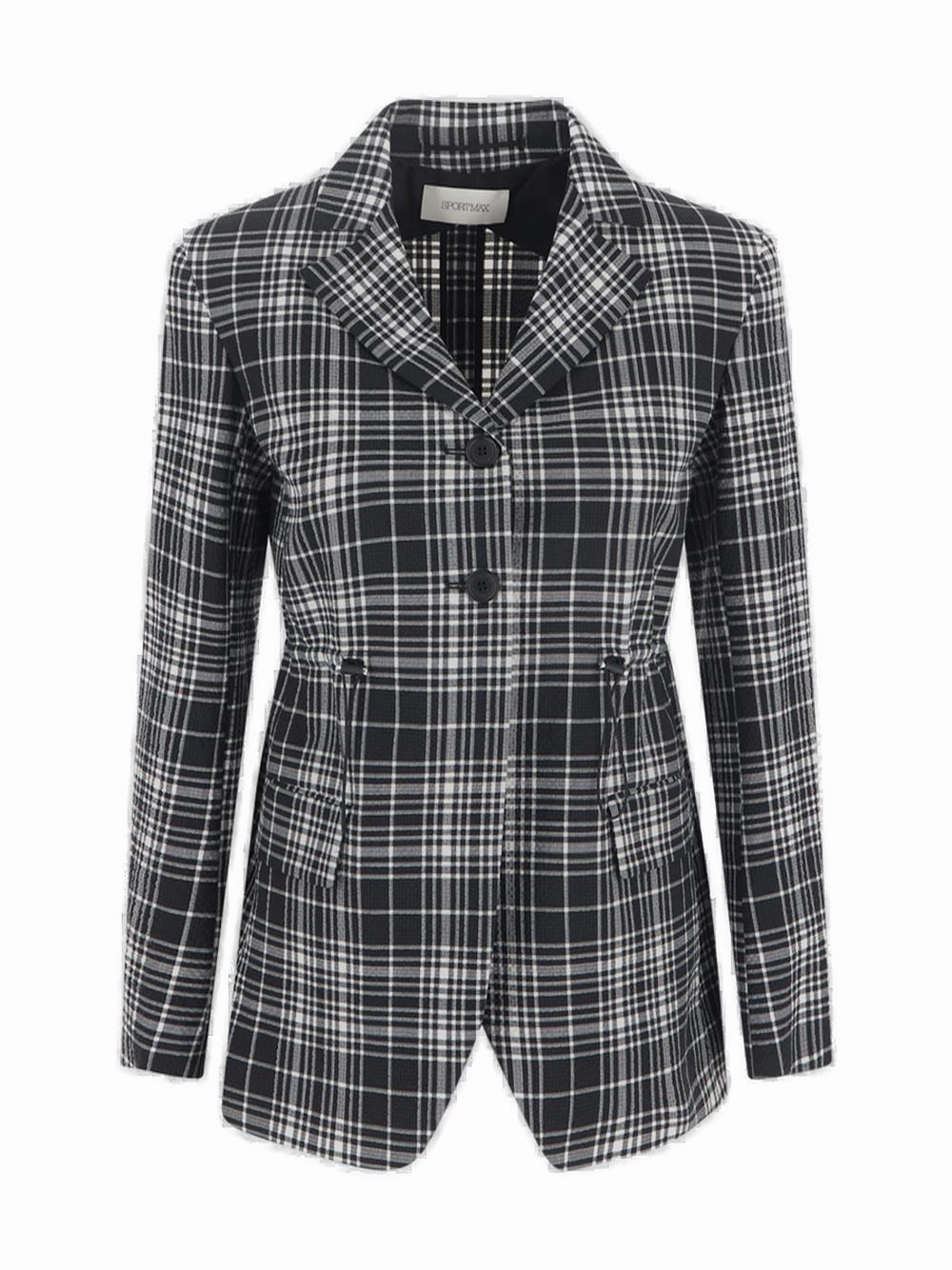 Sportmax Check Pattern Drawstring Blazer