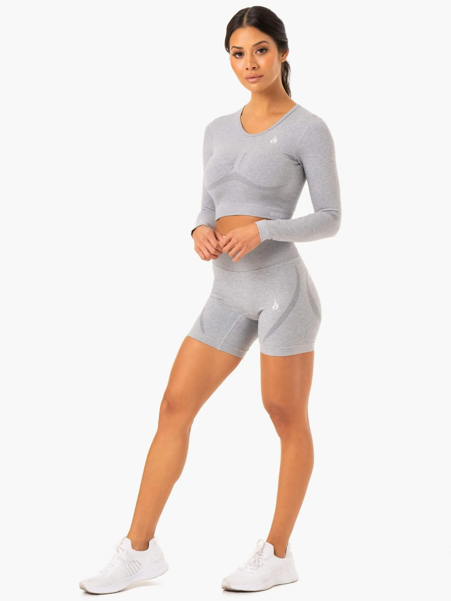 Staples Seamless Long Sleeve Top - Grey Marl